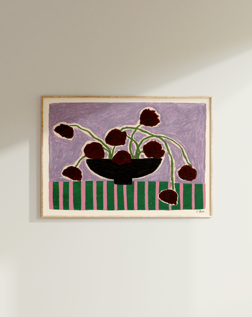 Carla Llanos Original Artwork  BURGUNDY FLOWERS