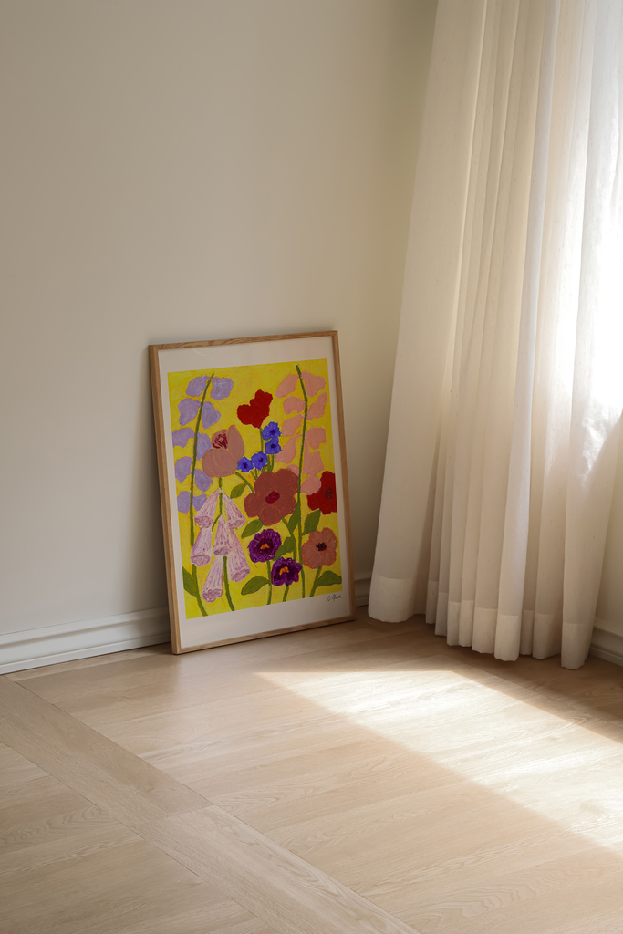 Carla Llanos Original Artwork  FLOWERS ON YELLOW