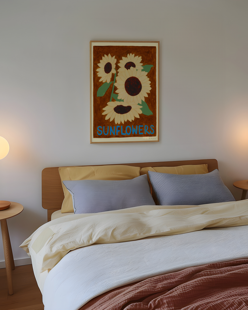 Carla Llanos Original Artwork  SUNFLOWERS ON BROWN