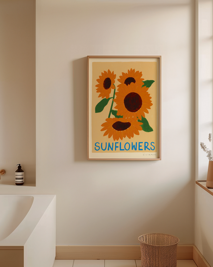Carla Llanos Original Artwork  SUNFLOWERS ON YELLOW