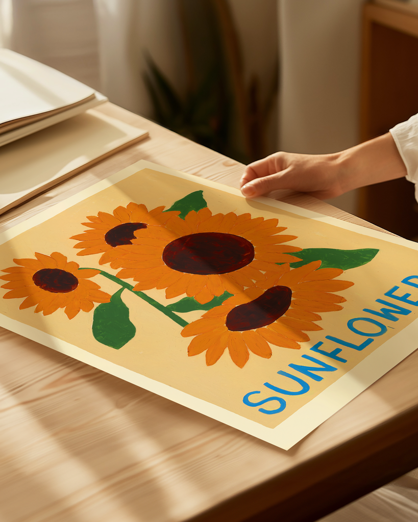 Carla Llanos Original Artwork  SUNFLOWERS ON YELLOW