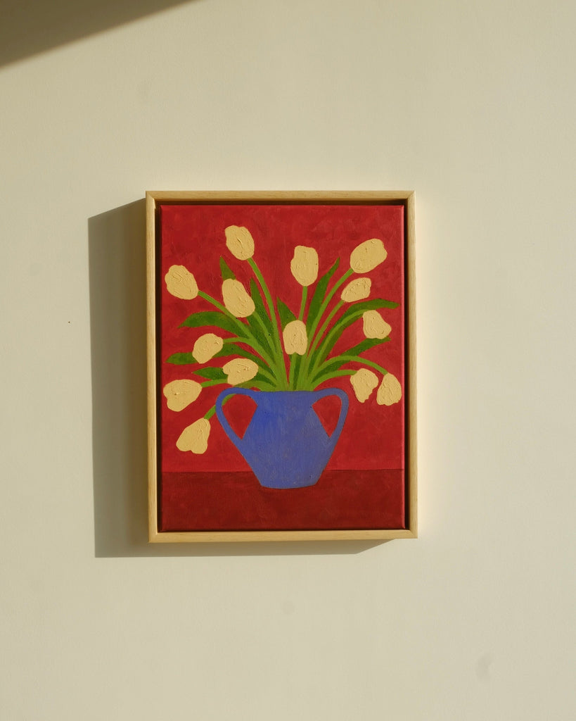 Carla Llanos Original Artwork  TULIPS ON RED